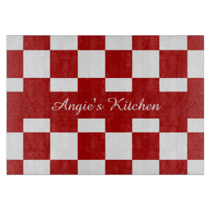 Customized Red & White Chequerboard Kitchen Gadget Cutting Board