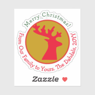 Customized Reindeer Head Red Green Gold Holiday