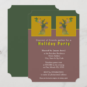 Customized Reindeer Pine Green Holiday Party Invitation