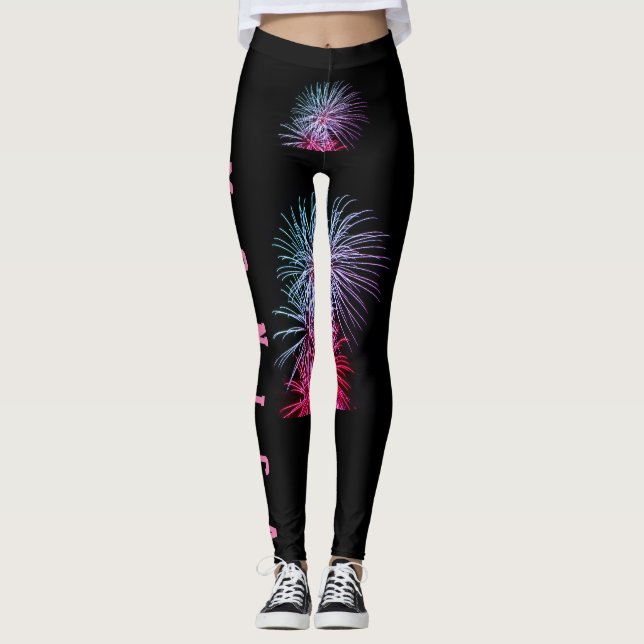 Customized Repeating Name Black Leggings (Front)