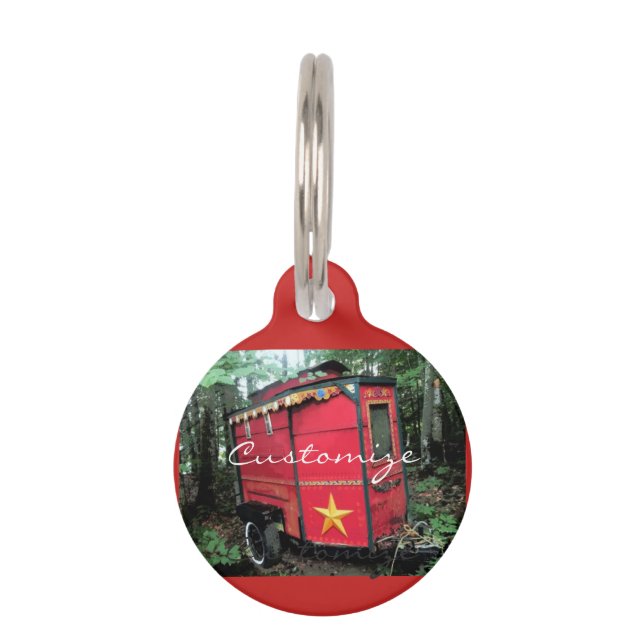 Customized Retro gypsy Vintage camper Pet Tag (Front)