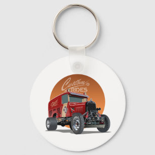 Customized retro race car concept keychain