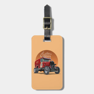 Customized retro race car concept luggage tag