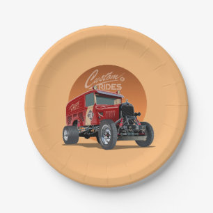 Customized retro race car concept paper plate