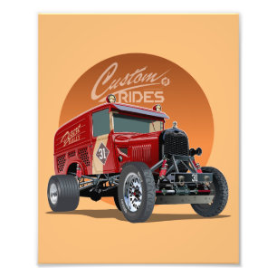 Customized retro race car concept photo print