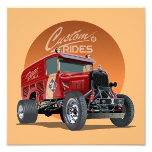 Customized retro race car concept photo print