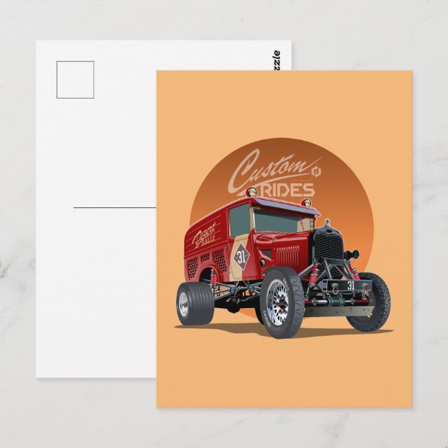 Customized retro race car concept postcard (Front/Back)