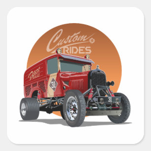 Customized retro race car concept square sticker