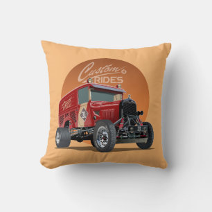 Customized retro race car concept throw pillow