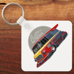 Customized retro race van concept keychain