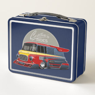 Customized retro race van concept metal lunch box