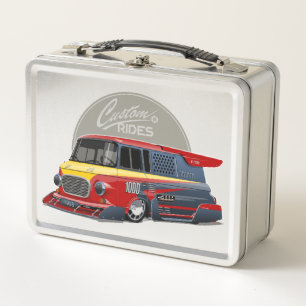 Customized retro race van concept metal lunch box