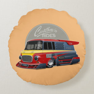 Customized retro race van concept round pillow