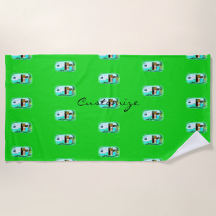 Customized Retro Vintage camper Beach Towel