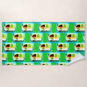 Customized Retro Vintage camper Beach Towel