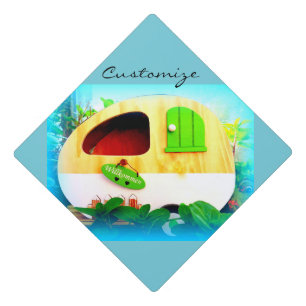 Customized Retro Vintage camper blue Graduation Cap Topper