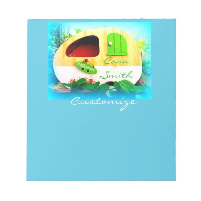 Customized Retro Vintage camper blue Notepad (Front)