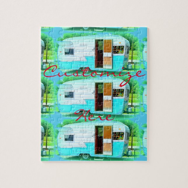 Customized Retro Vintage camper Jigsaw Puzzle (Vertical)
