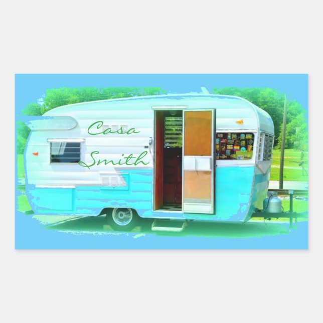 Customized Retro Vintage camper Sticker (Front)