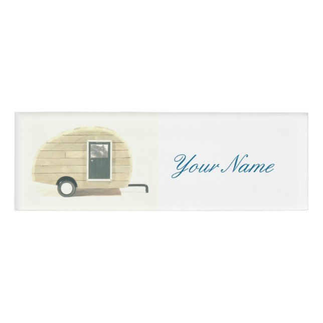 Customized Retro Vintage teardrop camper Name Tag (Front)