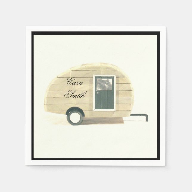 Customized Retro Vintage teardrop camper Napkin (Front)