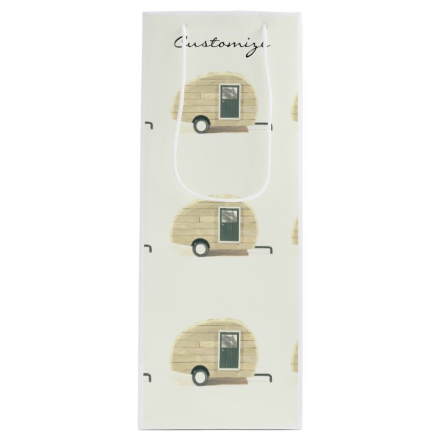 Customized Retro Vintage teardrop camper Wine Gift Bag (Front)