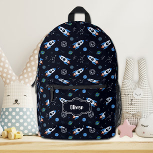 Customized Rocketship Pattern Backpack
