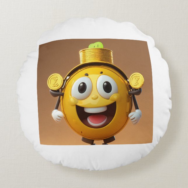Customized round pillow cover, adding a fun . (Front)