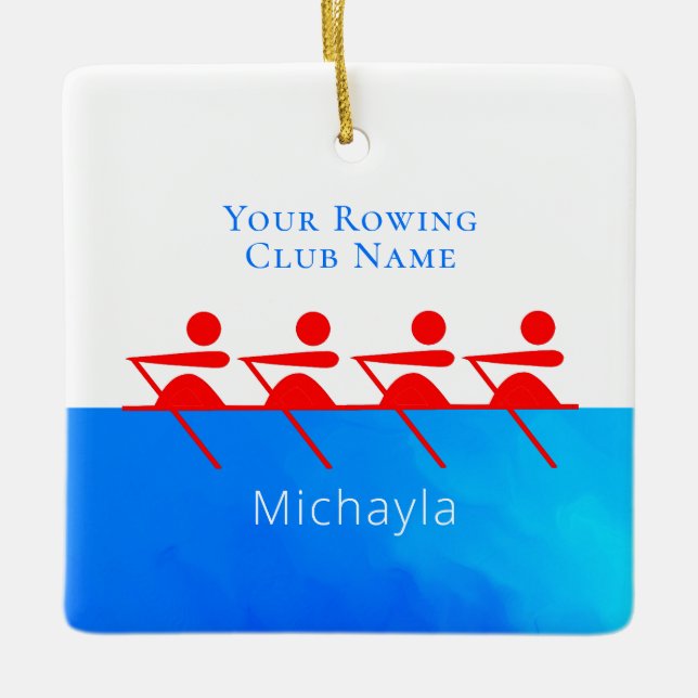 Customized Rowing Club Crew Christmas Ceramic Ornament (Front)