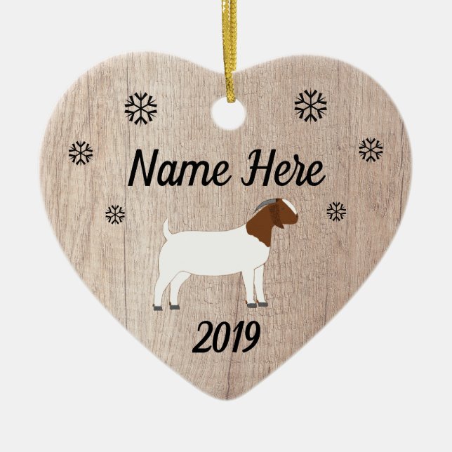 Customized Rustic Boer Goat Ceramic Ornament (Front)