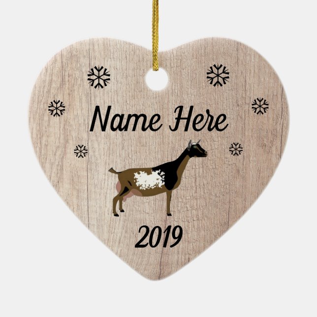 Customized Rustic Buckskin Nigerian Dwarf Goat Ceramic Ornament (Back)