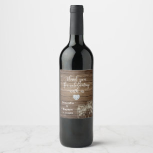 Customized Rustic Mason Jars Wood Hearts Wedding Wine Label