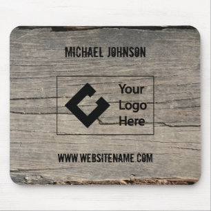 Customized Rustic Wood Texture Business with Logo Mouse Pad