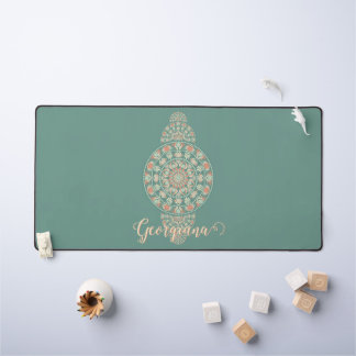 Customized Sage & Sand Retro Ornamental Mandala Desk Mat