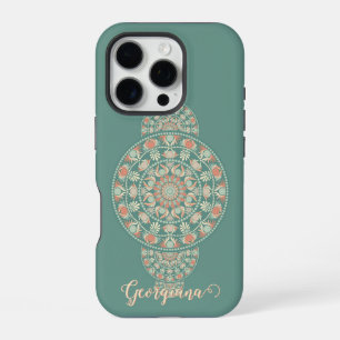 Customized Sage & Sand Retro Ornamental Mandala iPhone 16 Pro Case