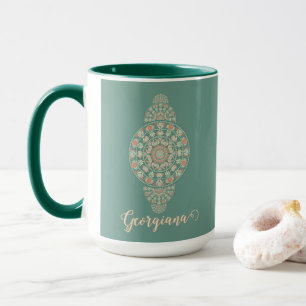 Customized Sage & Sand Retro Ornamental Mandala Mug