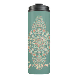 Customized Sage & Sand Retro Ornamental Mandala Thermal Tumbler