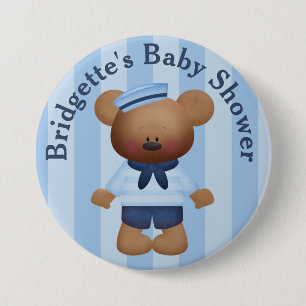 Customized Sailor Bear Baby Shower Button