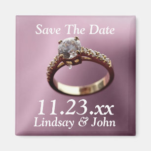 Customized Save The Date Diamond Engagement Ring M Magnet
