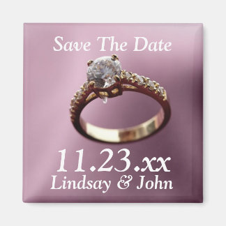 Customized Save The Date Diamond Engagement Ring M Magnet