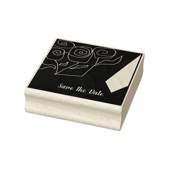 Customized Save the Date Red Roses and a Tie Rubber Stamp (Stamp)