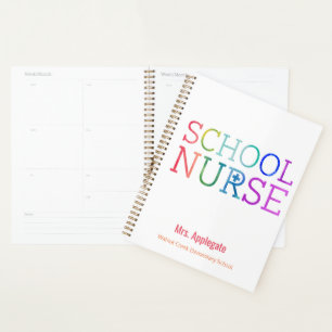 Customized School Nurse Rainbow Watercolor Planner