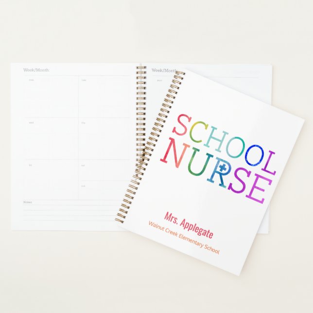 Customized School Nurse Rainbow Watercolor Planner (Display)