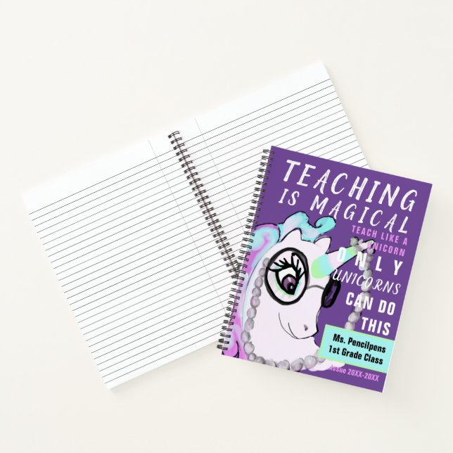 Customized School Teacher Unicorn Purple Magazine Notebook (Inside)