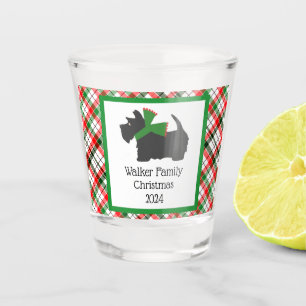 Customized Scotty Dog and Tartan Christmas Shot Glass