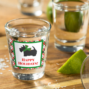 Customized Scotty Dog and Tartan Christmas Shot Glass