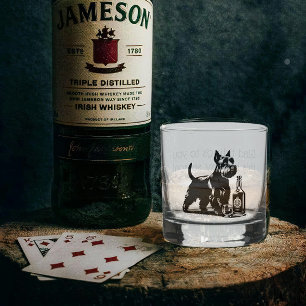 Customized Scotty Dog Christmas Whiskey Rocks Glass