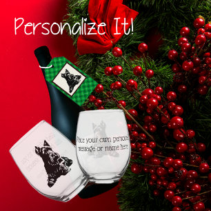 Customized Scotty Dog Holiday Wine Glass
