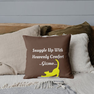 Customized Script Quote Pet Friend Cat Lover Brown Throw Pillow