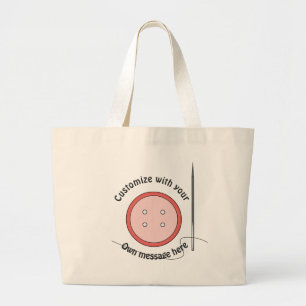 Customized Sewing Button and Needle Large Tote Bag